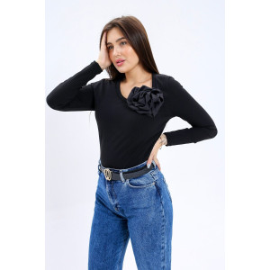 Лонгслив женский "Роза" вискоза (р-ры: 42-44) черный