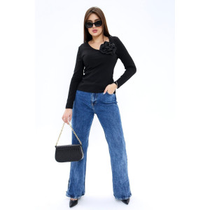 Лонгслив женский "Роза" вискоза (р-ры: 42-44) черный