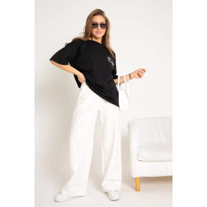 Футболка женская №057130 "Ирина" кулирка-хлопок стрейч (р-ры: 40-46) черный