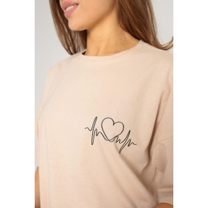 Футболка женская №057130 "Ирина" кулирка-хлопок стрейч (р-ры: 40-46) бежевый