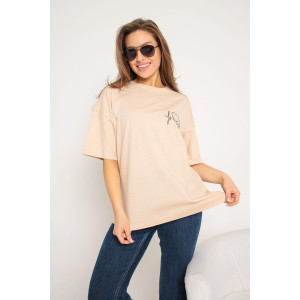 Футболка женская №057130 "Ирина" кулирка-хлопок стрейч (р-ры: 40-46) бежевый