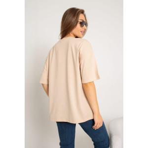 Футболка женская №057130 "Ирина" кулирка-хлопок стрейч (р-ры: 40-46) бежевый