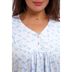 Сорочка женская №88126 кулирка (р-ры: 56-68) бабочки на белом