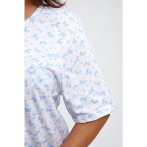 Сорочка женская №88126 кулирка (р-ры: 56-68) бабочки на белом