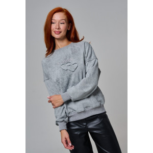 Толстовка женская №67189 футер 3-х нитка (р-ры: 44-52) серый винтаж Толстовка женская №67189 футер 3-х нитка (р-ры: 44-52) серый винтаж