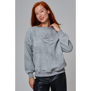 Толстовка женская №67189 футер 3-х нитка (р-ры: 44-52) серый винтаж Толстовка женская №67189 футер 3-х нитка (р-ры: 44-52) серый винтаж