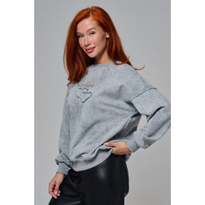 Толстовка женская №67189 футер 3-х нитка (р-ры: 44-52) серый винтаж Толстовка женская №67189 футер 3-х нитка (р-ры: 44-52) серый винтаж