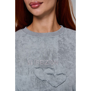 Толстовка женская №67189 футер 3-х нитка (р-ры: 44-52) серый винтаж Толстовка женская №67189 футер 3-х нитка (р-ры: 44-52) серый винтаж