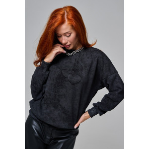 Толстовка женская №67189 футер 3-х нитка (р-ры: 44-52) черный винтаж Толстовка женская №67189 футер 3-х нитка (р-ры: 44-52) черный винтаж