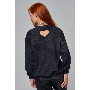 Толстовка женская №67189 футер 3-х нитка (р-ры: 44-52) черный винтаж Толстовка женская №67189 футер 3-х нитка (р-ры: 44-52) черный винтаж