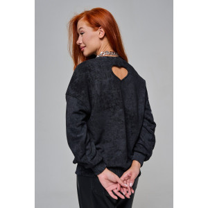 Толстовка женская №67189 футер 3-х нитка (р-ры: 44-52) черный винтаж Толстовка женская №67189 футер 3-х нитка (р-ры: 44-52) черный винтаж