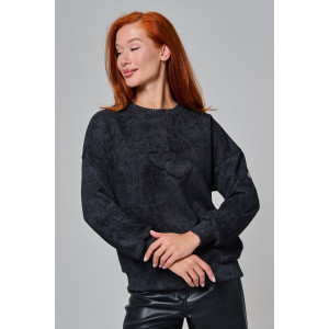 Толстовка женская №67189 футер 3-х нитка (р-ры: 44-52) черный винтаж Толстовка женская №67189 футер 3-х нитка (р-ры: 44-52) черный винтаж