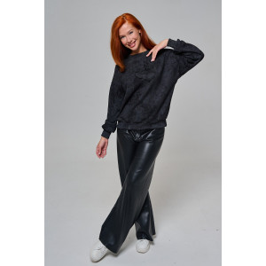 Толстовка женская №67189 футер 3-х нитка (р-ры: 44-52) черный винтаж Толстовка женская №67189 футер 3-х нитка (р-ры: 44-52) черный винтаж