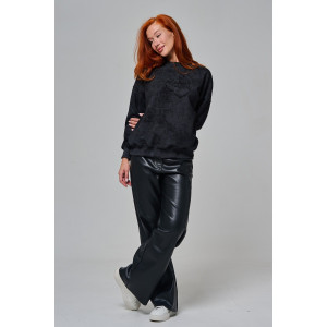 Толстовка женская №67189 футер 3-х нитка (р-ры: 44-52) черный винтаж Толстовка женская №67189 футер 3-х нитка (р-ры: 44-52) черный винтаж