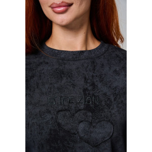 Толстовка женская №67189 футер 3-х нитка (р-ры: 44-52) черный винтаж Толстовка женская №67189 футер 3-х нитка (р-ры: 44-52) черный винтаж