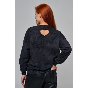 Толстовка женская №67189 футер 3-х нитка (р-ры: 44-52) черный винтаж Толстовка женская №67189 футер 3-х нитка (р-ры: 44-52) черный винтаж