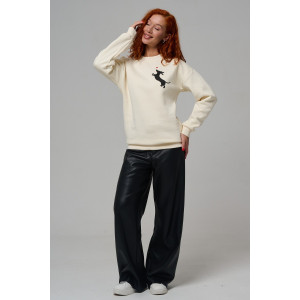 Толстовка женская №8576 футер 3-х нитка с начесом (р-ры: 42-54) молочный собачка с сердцем Толстовка женская №8576 футер 3-х нитка с начесом (р-ры: 42-54) молочный собачка с сердцем