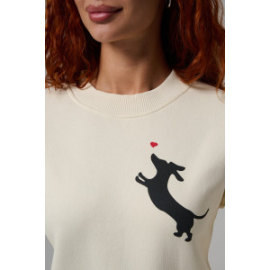 Толстовка женская №8576 футер 3-х нитка с начесом (р-ры: 42-54) молочный собачка с сердцем Толстовка женская №8576 футер 3-х нитка с начесом (р-ры: 42-54) молочный собачка с сердцем