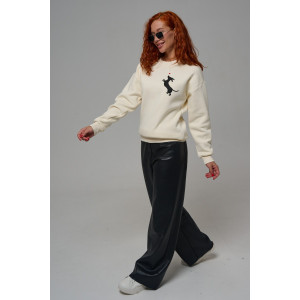 Толстовка женская №8576 футер 3-х нитка с начесом (р-ры: 42-54) молочный собачка с сердцем Толстовка женская №8576 футер 3-х нитка с начесом (р-ры: 42-54) молочный собачка с сердцем