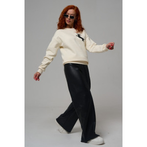 Толстовка женская №8576 футер 3-х нитка с начесом (р-ры: 42-54) молочный собачка с сердцем Толстовка женская №8576 футер 3-х нитка с начесом (р-ры: 42-54) молочный собачка с сердцем