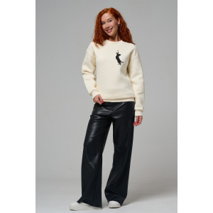 Толстовка женская №8576 футер 3-х нитка с начесом (р-ры: 42-54) молочный котик с сердцем Толстовка женская №8576 футер 3-х нитка с начесом (р-ры: 42-54) молочный котик с сердцем