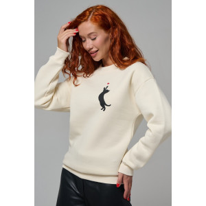 Толстовка женская №8576 футер 3-х нитка с начесом (р-ры: 42-54) молочный котик с сердцем Толстовка женская №8576 футер 3-х нитка с начесом (р-ры: 42-54) молочный котик с сердцем