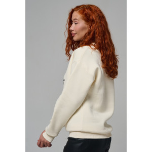 Толстовка женская №8576 футер 3-х нитка с начесом (р-ры: 42-54) молочный котик с сердцем Толстовка женская №8576 футер 3-х нитка с начесом (р-ры: 42-54) молочный котик с сердцем