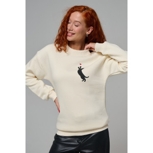 Толстовка женская №8576 футер 3-х нитка с начесом (р-ры: 42-54) молочный котик с сердцем Толстовка женская №8576 футер 3-х нитка с начесом (р-ры: 42-54) молочный котик с сердцем