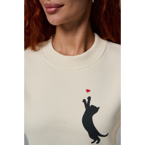 Толстовка женская №8576 футер 3-х нитка с начесом (р-ры: 42-54) молочный котик с сердцем Толстовка женская №8576 футер 3-х нитка с начесом (р-ры: 42-54) молочный котик с сердцем