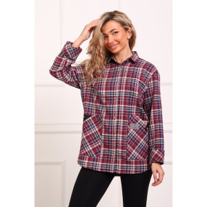 Рубашка женская №1094 фуле (р-ры: 46-54) бордовый Рубашка женская №1094 фуле (р-ры: 46-54) бордовый