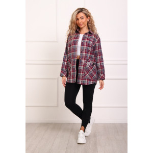 Рубашка женская №1094 фуле (р-ры: 46-54) бордовый Рубашка женская №1094 фуле (р-ры: 46-54) бордовый
