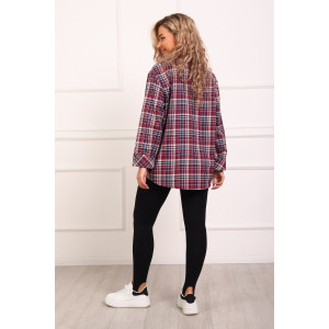 Рубашка женская №1094 фуле (р-ры: 46-54) бордовый Рубашка женская №1094 фуле (р-ры: 46-54) бордовый
