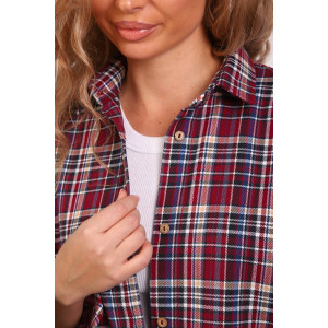 Рубашка женская №1094 фуле (р-ры: 46-54) бордовый Рубашка женская №1094 фуле (р-ры: 46-54) бордовый