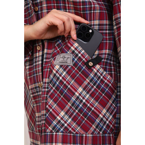 Рубашка женская №1094 фуле (р-ры: 46-54) бордовый Рубашка женская №1094 фуле (р-ры: 46-54) бордовый