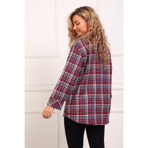 Рубашка женская №1094 фуле (р-ры: 46-54) бордовый Рубашка женская №1094 фуле (р-ры: 46-54) бордовый