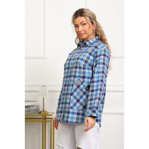 Рубашка женская №1094 фуле (р-ры: 46-54) синий Рубашка женская №1094 фуле (р-ры: 46-54) синий