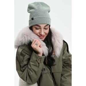 Шапка женская теплая в рубчик вязаный трикотаж 057175 зеленый Шапка женская теплая в рубчик вязаный трикотаж 057175 зеленый