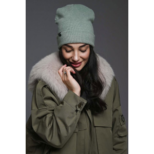 Шапка женская теплая в рубчик вязаный трикотаж 057175 зеленый Шапка женская теплая в рубчик вязаный трикотаж 057175 зеленый