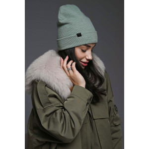 Шапка женская теплая в рубчик вязаный трикотаж 057175 зеленый Шапка женская теплая в рубчик вязаный трикотаж 057175 зеленый