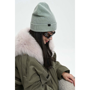 Шапка женская теплая в рубчик вязаный трикотаж 057175 зеленый Шапка женская теплая в рубчик вязаный трикотаж 057175 зеленый