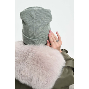 Шапка женская теплая в рубчик вязаный трикотаж 057175 зеленый Шапка женская теплая в рубчик вязаный трикотаж 057175 зеленый
