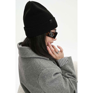 Шапка женская теплая в рубчик вязаный трикотаж 057175 черный