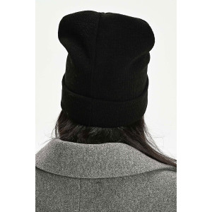 Шапка женская теплая в рубчик вязаный трикотаж 057175 черный