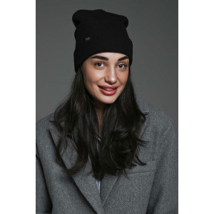 Шапка женская теплая в рубчик вязаный трикотаж 057175 черный