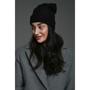 Шапка женская теплая в рубчик вязаный трикотаж 057175 черный