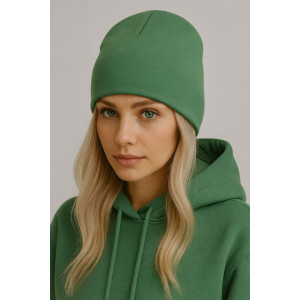 Шапка женская футер 3-х нитка с начесом №001 изумрудный Шапка женская футер 3-х нитка с начесом №001 изумрудный