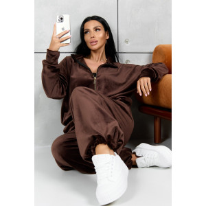 Костюм двойка женский 2089/2 велюр (р-ры: 46-56) коричневый