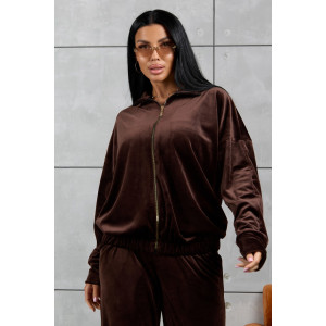 Костюм двойка женский 2089/2 велюр (р-ры: 46-56) коричневый