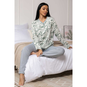 Пижама женская 1759/11 футер с начесом (р-ры: 48-62) хаки