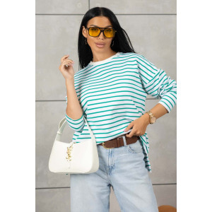 Лонгслив женский 1688/1 футер 2-х нитка пенье (р-ры: 42-52) зеленый-белый